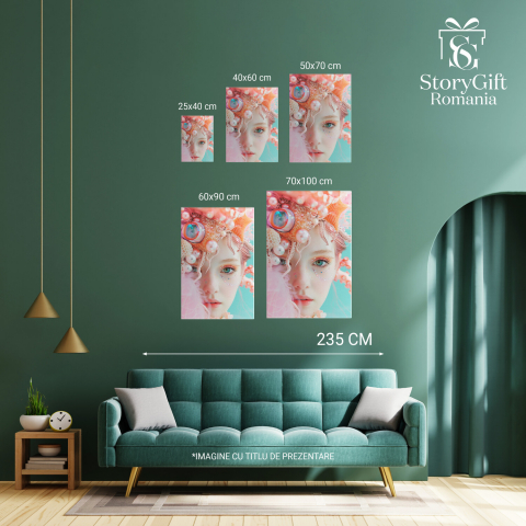 Tablou Canvas Femeie cu Machiaj Glamour și Palarie cu Tentacule de Caracatiță | Artă Digitală, Marime 40x25CM [3]