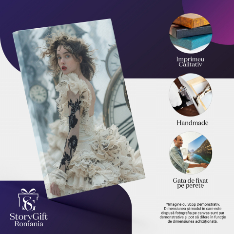 Femeie Eleganta în Fața Timpului - Pictură Digitală în Stilul Vremurilor Apuse, Marime 40x25CM [1]