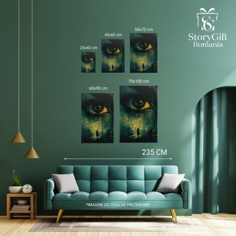 Femeie cu Geantă pe Pod - Privind către Ochiul Trist, Marime 40x25CM [3]