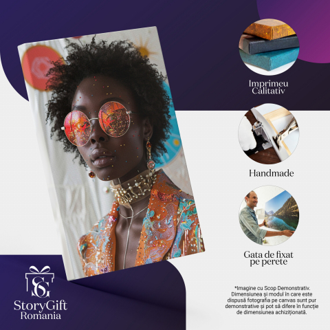 stil modern, decor elegant, portret feminin, artă contemporană, rafinament, fashionista, decor cu temă de modă, accesoriu de lux, Marime 40x25CM [1]