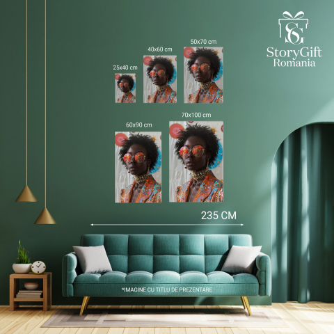 stil modern, decor elegant, portret feminin, artă contemporană, rafinament, fashionista, decor cu temă de modă, accesoriu de lux, Marime 40x25CM [3]