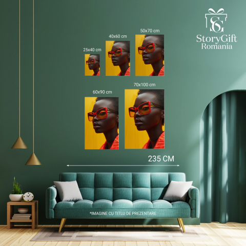 Femeie cu Piele de Ciocolată și Ochelari Portocalii, Marime 40x25CM [3]