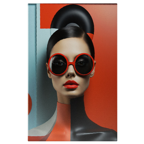 Portret - Tablou Canvas:  Femeie cu un look futurist - jumatate neagra abstract Pictura Digitala 40x25CM