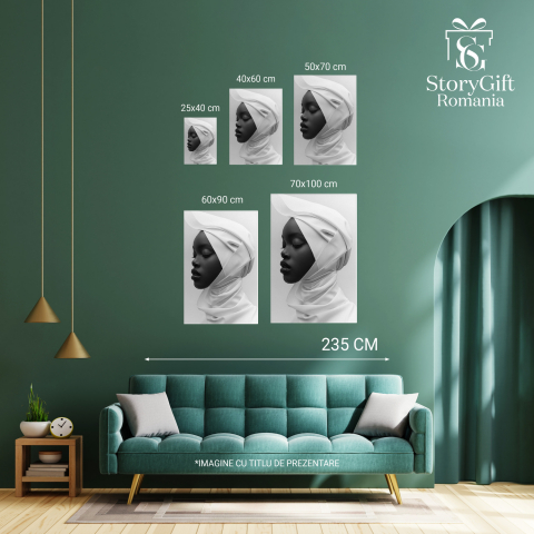 Femeie Îmbrăcată în Alb cu Buze Mari și Ochii Închisi, Marime 40x25CM [3]