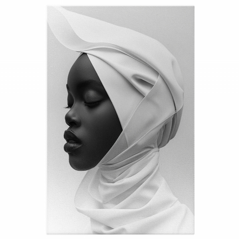 Femeie Îmbrăcată în Alb cu Buze Mari și Ochii Închisi, Marime 40x25CM