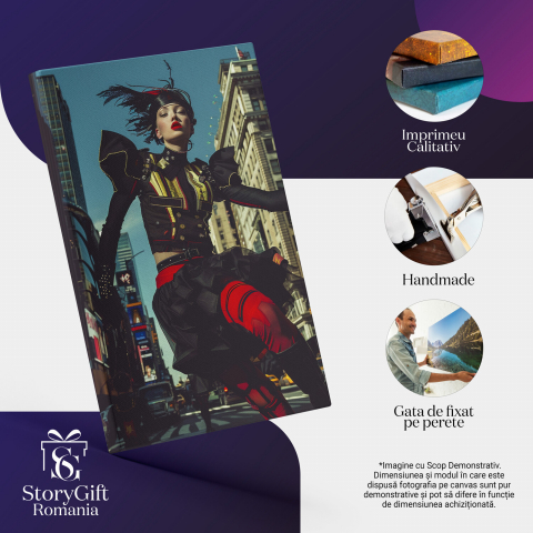 Tablou Canvas - Femeie în Alergare prin Inima Orașului, Marime 40x25CM [1]