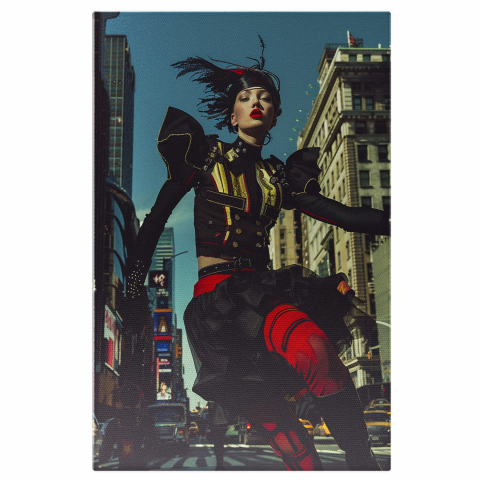 Modă - Tablou Canvas - Femeie în Alergare prin Inima Orașului, Marime 40x25CM