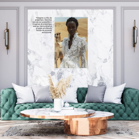 Tablou Canvas Femeie în Rochie Albă în Deșert, Marime 40x25CM [2]