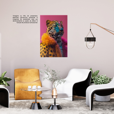 Femela Leopard Personificată în Blană cu Puf Colorat - Pictură Digitală, Marime 40x25CM [2]