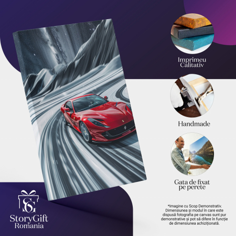 Ferrari Roșu pe Munte - Tablou Canvas, Marime 40x25CM [1]