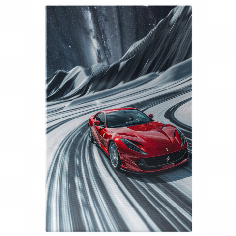 Ferrari Roșu pe Munte - Tablou Canvas, Marime 40x25CM