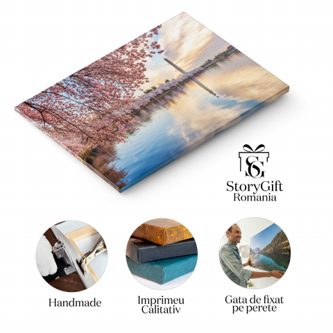 Tablou Canvas Festivalul Cireșelor în Washington, DC: Flori și Bucurie, Marime 40x25CM [1]