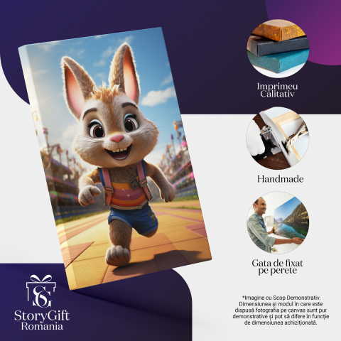 Fetița Iepuraș cu Ochii Fardați Alergând pe Pista - Pictură Digitală, Marime 40x25CM [1]