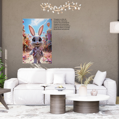 Fetița Iepuraș Drăguță cu Vestă Roz în Lumea Fetițelor cu Jucării și Urechile Mari - Pictură Digitală, Marime 40x25CM [3]