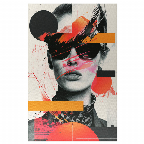 Abstract - Figura Feminină cu Ochelari - Tablou Canvas Colorat, Marime 40x25CM