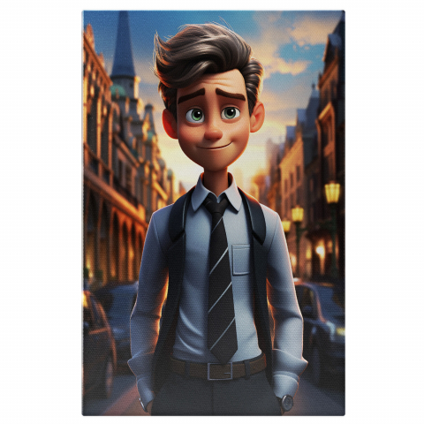 Figurina de Animație - Băiat în Sacou Fără Mâneci, Desen Animat, Accesoriu de Modă - Pictură Digitală, Marime 40x25CM