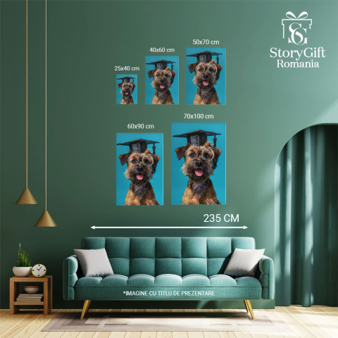 Tablou Canvas Final de Studii Pentru Border Terrierul cu Tocă și Ochelari de Vedere Rotunzi , Pictura Digitala 40x25CM [3]