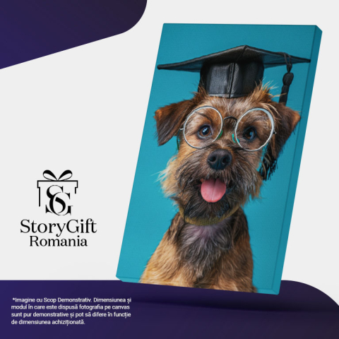 Tablou Canvas Final de Studii Pentru Border Terrierul cu Tocă și Ochelari de Vedere Rotunzi , Pictura Digitala 40x25CM [4]