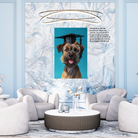 Tablou Canvas Final de Studii Pentru Border Terrierul cu Tocă și Ochelari de Vedere Rotunzi , Pictura Digitala 40x25CM [1]