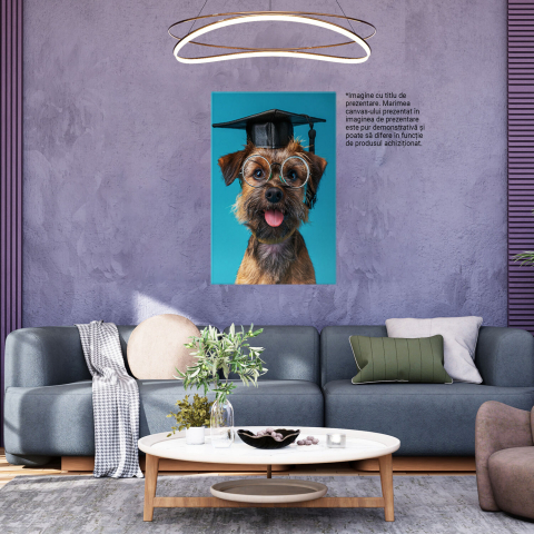 Tablou Canvas Border Terrier Final de Studii cu Toca și Ochelari de Vedere Rotunzi, Marime 40x25CM [2]