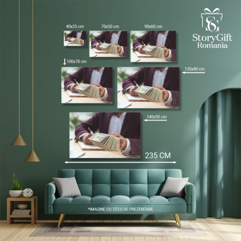 Tablou Canvas, Finante in mainile omului de afaceri, succes, banking, cash 40x25CM [4]