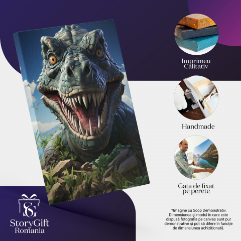 Tyrannosaurus Rex din Jurassic Park - Pictură Digitală pentru Iubitorii de Dinozauri, Marime 40x25CM [1]