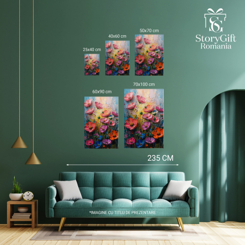 Flori Colorate și Frumoase - Pictură Digitală, Marime 40x25CM [3]