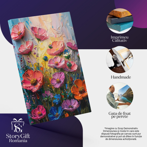 Flori Colorate și Frumoase - Pictură Digitală, Marime 40x25CM [1]