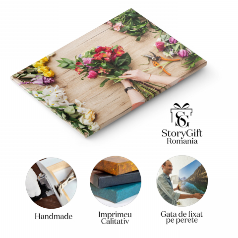 Flori Primăvăratice și Mâini de Florist: Prospețimea Naturii, Marime 40x25CM [1]