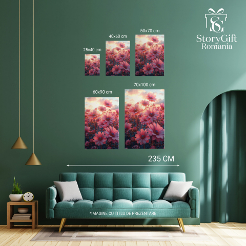 Leopard Elegant lângă Casă Veche cu Trandafiri - Pictură Digitală, Marime 40x25CM [3]