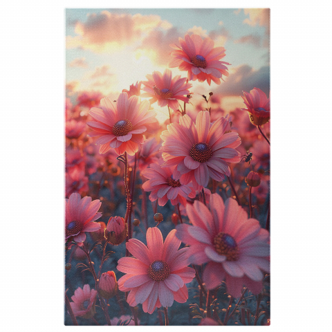 Flori - Leopard Elegant lângă Casă Veche cu Trandafiri - Pictură Digitală, Marime 40x25CM