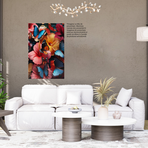 Florile Colorate cu Fluturi Albastre și Portocalii - Pictură Digitală a Minunilor Naturii, Marime 40x25CM [3]