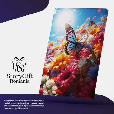 Tablou Canvas:  Fluture Așezat pe Flori- Natură Pictura Digitala 40x25CM [4]