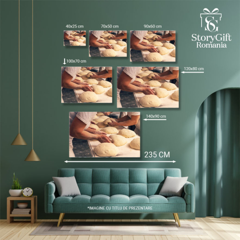 Tablou Canvas Formarea aluatului de Paine intro Brutarie aluat, fabrica, paine, produs, ingredient, brutarie, brutar, preparare, industrial, profesional. 40x25CM [4]
