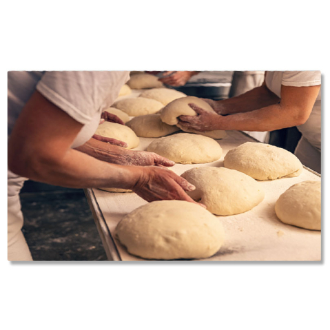 Meserii - Tablou Canvas Formarea aluatului de Paine intro Brutarie aluat, fabrica, paine, produs, ingredient, brutarie, brutar, preparare, industrial, profesional. 40x25CM