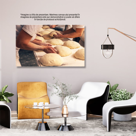 Tablou Canvas Formarea aluatului de Paine intro Brutarie aluat, fabrica, paine, produs, ingredient, brutarie, brutar, preparare, industrial, profesional. 40x25CM [2]