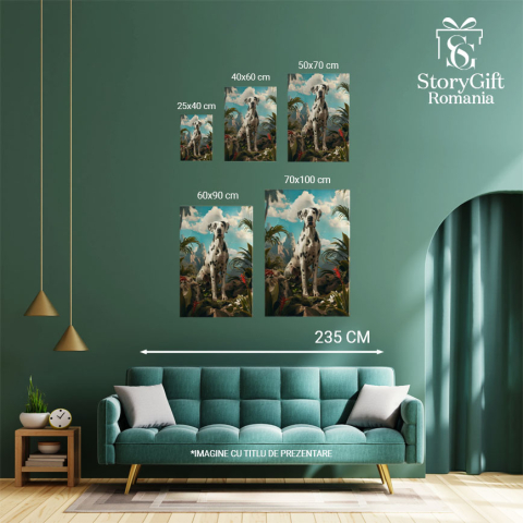 Tablou Canvas Forța Munților din Junglă și Dalmațianul ce Admiră în Liniște Frumusețea Vegetală , Pictura Digitala 40x25CM [3]