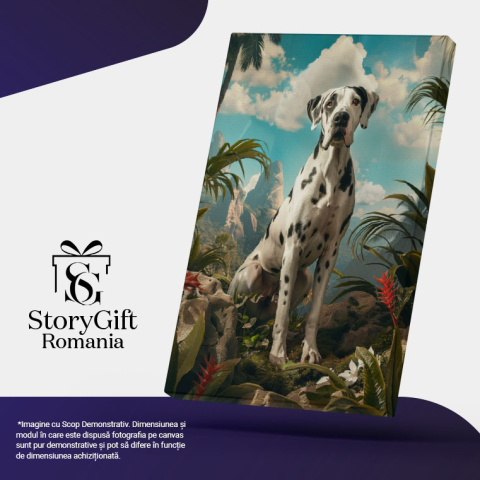 Tablou Canvas Forța Munților din Junglă și Dalmațianul ce Admiră în Liniște Frumusețea Vegetală , Pictura Digitala 40x25CM [4]