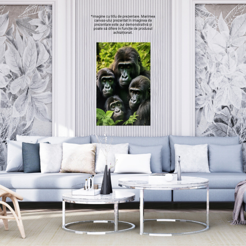 Tablou Canvas Fotografie cu o Familie de Gorile în Natură Verde | Pictură Digitală, Marime 40x25CM [3]