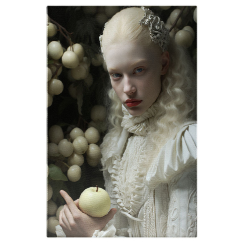 Portret - Tablou Canvas:  Fotografie cu o fata palida tinand un mar - rochie de epoca Pictura Digitala 40x25CM