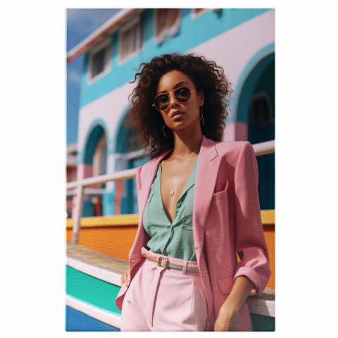 Tablou Canvas Latină Drăguță în Sacou | Artă Digitală Stilată, Marime 40x25CM