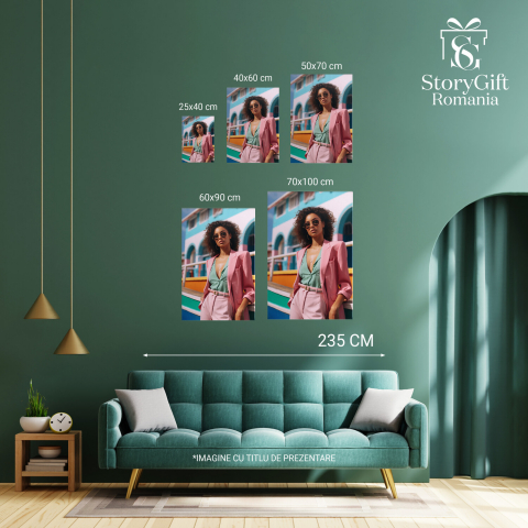 Tablou Canvas Latină Drăguță în Sacou | Artă Digitală Stilată, Marime 40x25CM [2]