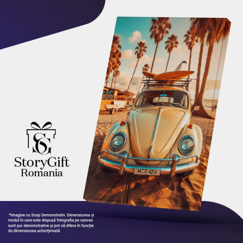Tablou Canvas:  Fotografie cu o masina de epoca pe plaja - la mare concediu Pictura Digitala 40x25CM [4]