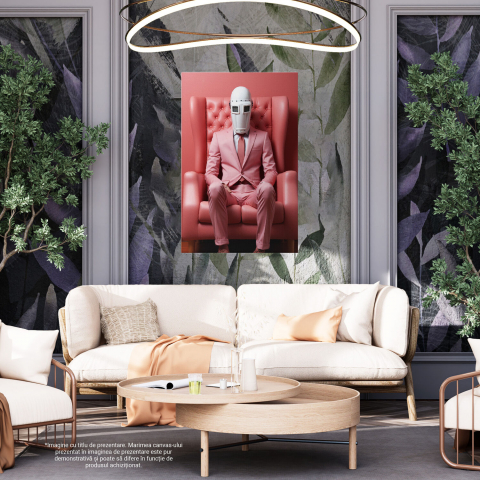 Tablou Canvas Bărbat cu Mască Albă în Fotoliu | Pictură Digitală, Marime 40x25CM [3]