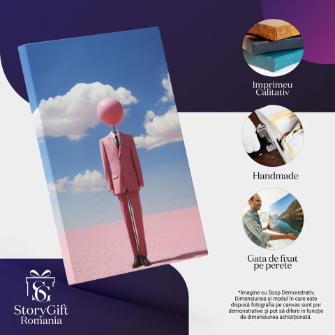 Tablou Canvas cu Costum Roz în Pustietate sub Cer Senin, Marime 40x25CM [1]