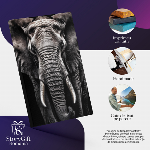 Dramatic Photograph of an Elephant - Emotive and Sad Digital Art, Marime 40x25CM [1]