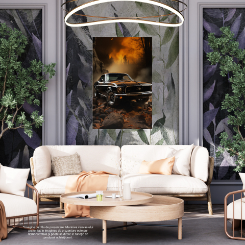 Tablou Canvas:  Fotografie cu un Mustang clasic - vechi negru Pictura Digitala 40x25CM [3]