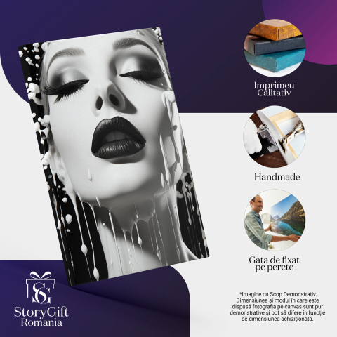 Tablou Canvas Alb și Negru | Pictură Digitală cu Expresie și Frumusețe, Marime 40x25CM [1]