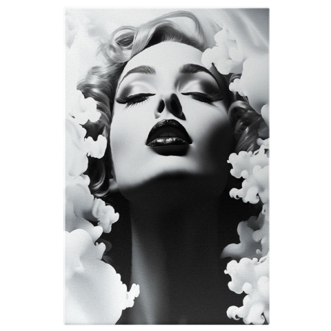 Portret - Tablou Canvas: Fotografie in stil vechi  Frumusete,  Alb-negru, Nor, Design grafic, Grafica, Monocrom, Pictura Digitala 40x25CM