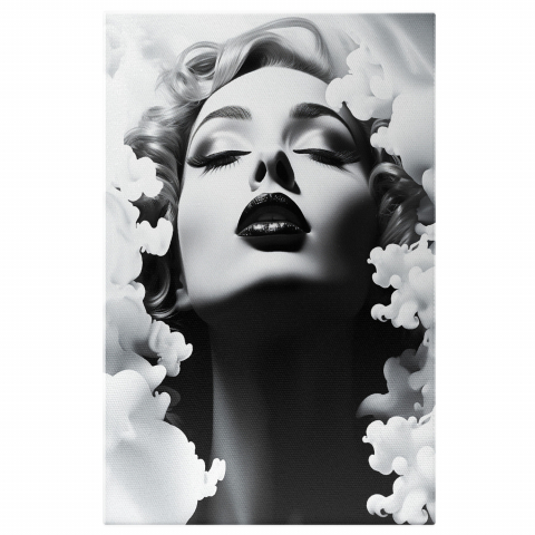 Portret - Tablou Canvas - Fotografie în Stil Vechi: Alb-Negru cu Design Grafic, Marime 40x25CM